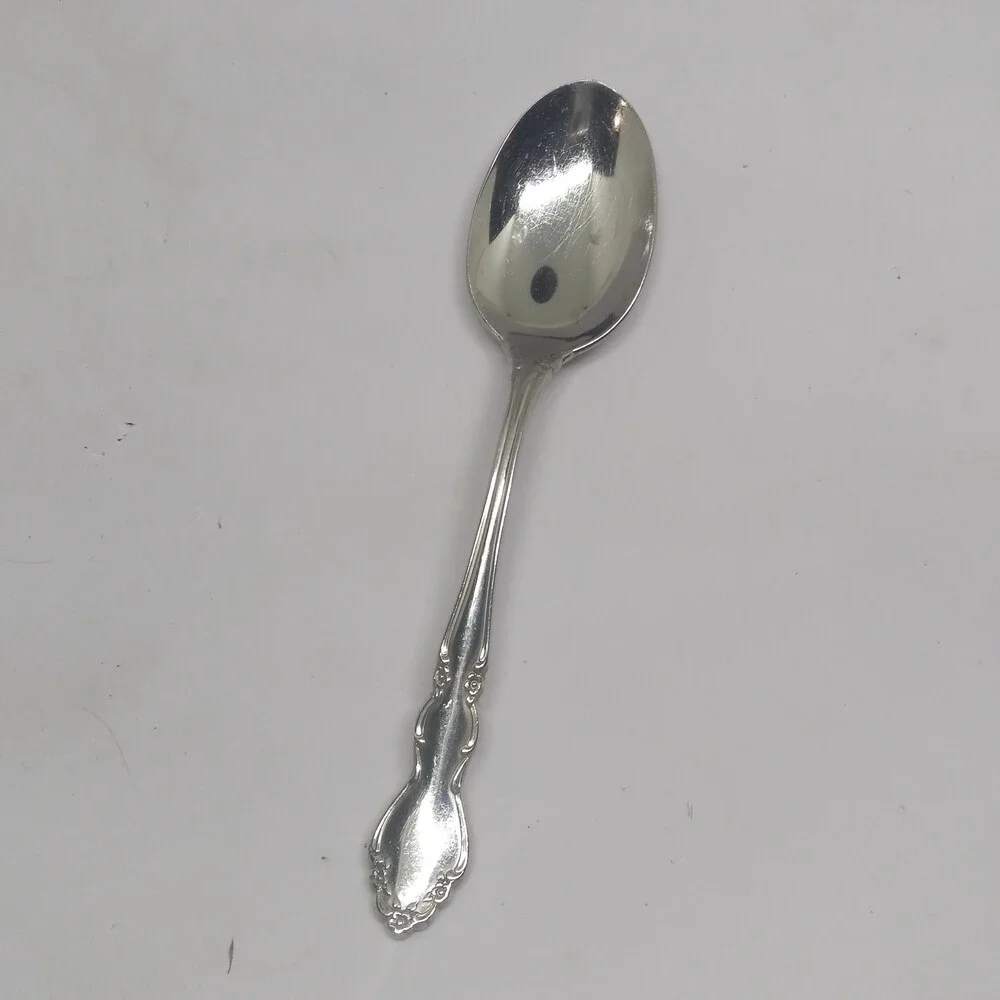 Oneida Dover Stainless Steel Place Oval Soup Spoon-Cube Mark-Floral